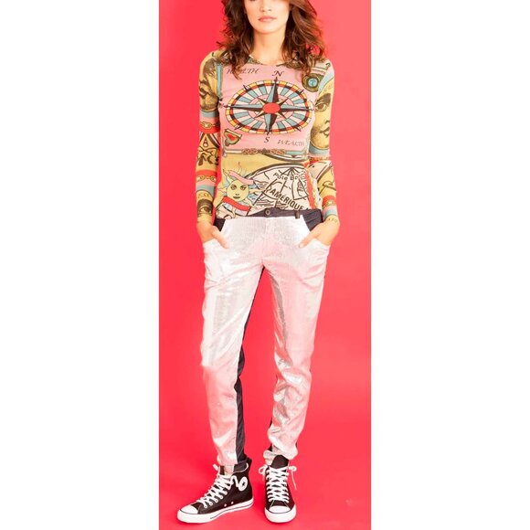 Petit Pois Viviana G Womens Printed Nylon Mesh Happiness Journey Long Sleeve Top - Picture 10 of 10